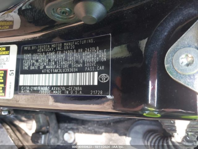 Photo 8 VIN: 4T1C11AK3LU393694 - TOYOTA CAMRY 