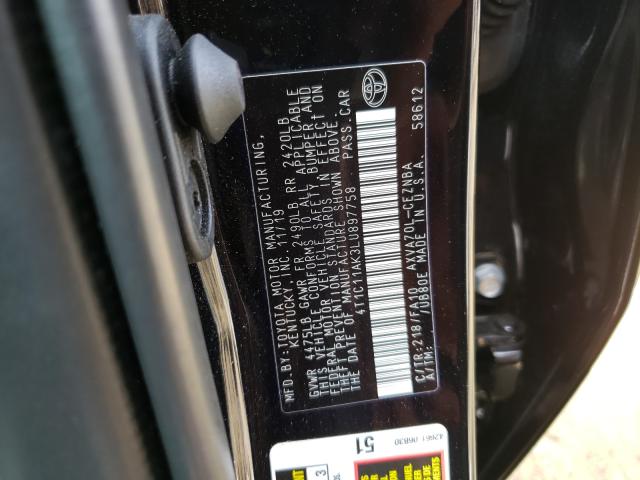 Photo 9 VIN: 4T1C11AK3LU897758 - TOYOTA CAMRY LE 