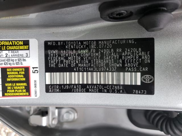 Photo 9 VIN: 4T1C11AK3LU974337 - TOYOTA CAMRY LE 