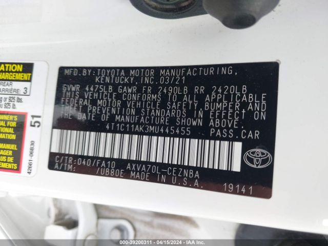 Photo 8 VIN: 4T1C11AK3MU445455 - TOYOTA CAMRY 