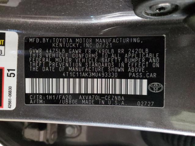 Photo 12 VIN: 4T1C11AK3MU493330 - TOYOTA CAMRY LE 