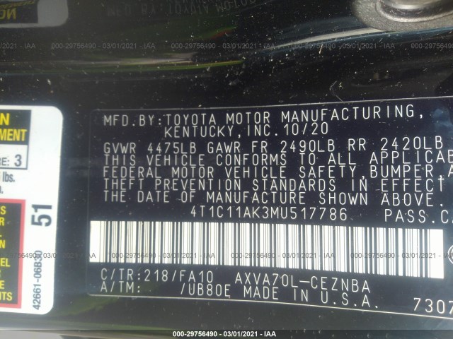 Photo 8 VIN: 4T1C11AK3MU517786 - TOYOTA CAMRY 