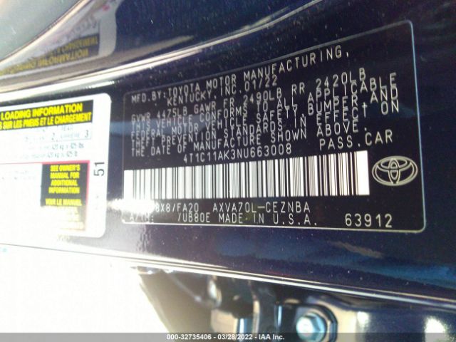 Photo 8 VIN: 4T1C11AK3NU663008 - TOYOTA CAMRY 