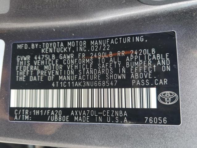 Photo 11 VIN: 4T1C11AK3NU668547 - TOYOTA CAMRY LE 