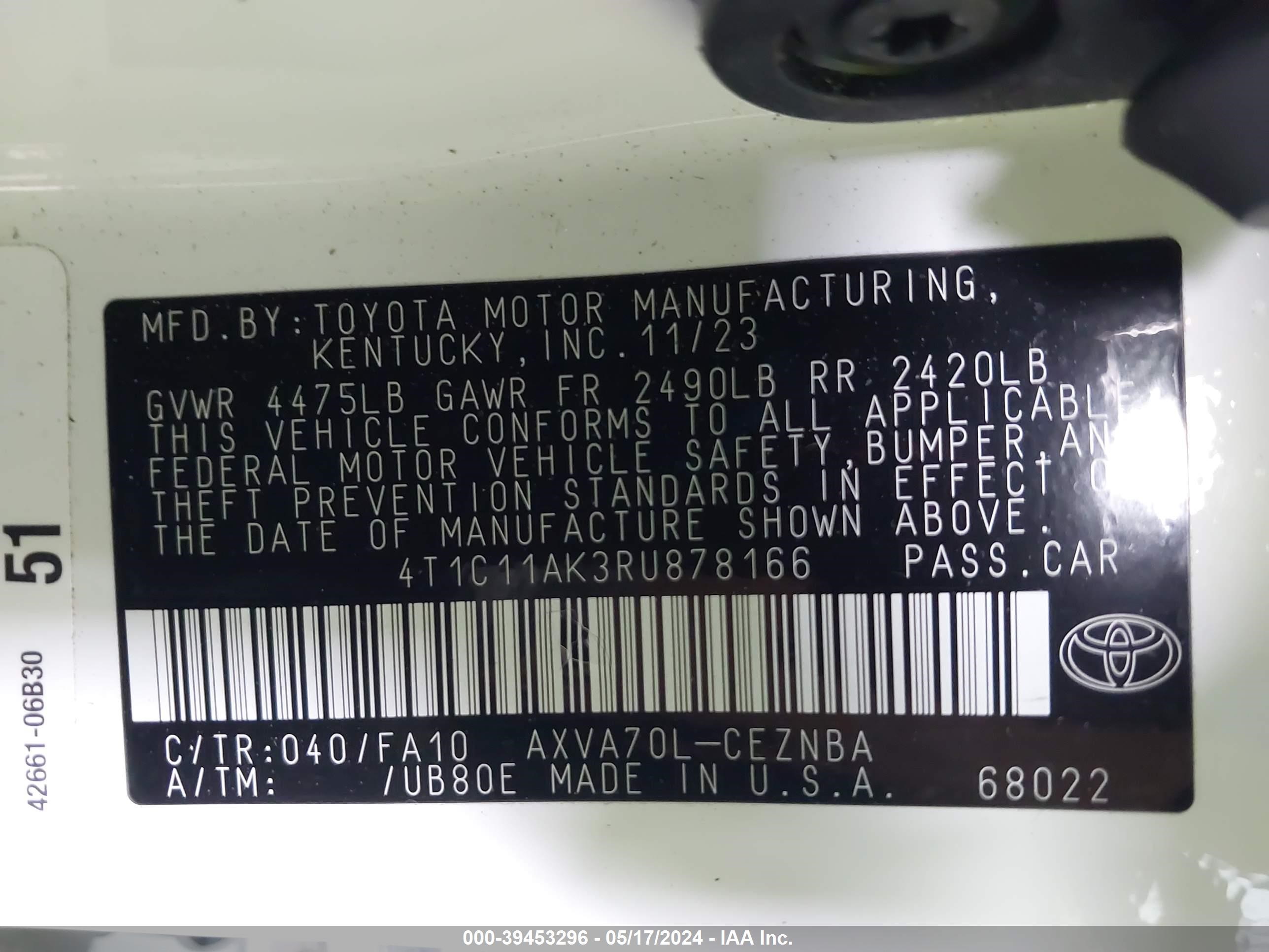 Photo 8 VIN: 4T1C11AK3RU878166 - TOYOTA CAMRY 