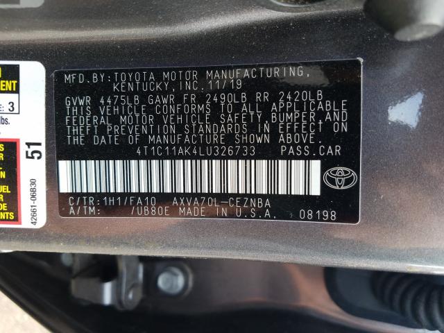 Photo 9 VIN: 4T1C11AK4LU326733 - TOYOTA CAMRY LE 