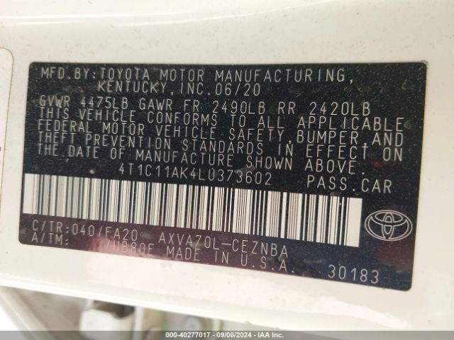 Photo 8 VIN: 4T1C11AK4LU373602 - TOYOTA CAMRY 