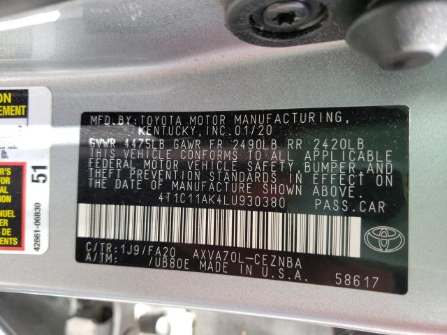 Photo 9 VIN: 4T1C11AK4LU930380 - TOYOTA CAMRY LE 