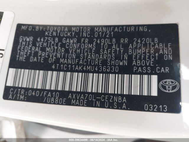 Photo 8 VIN: 4T1C11AK4MU436330 - TOYOTA CAMRY 