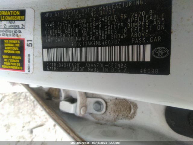 Photo 8 VIN: 4T1C11AK4MU460787 - TOYOTA CAMRY 