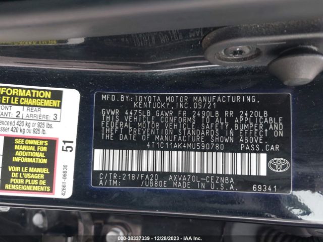 Photo 8 VIN: 4T1C11AK4MU590780 - TOYOTA CAMRY 