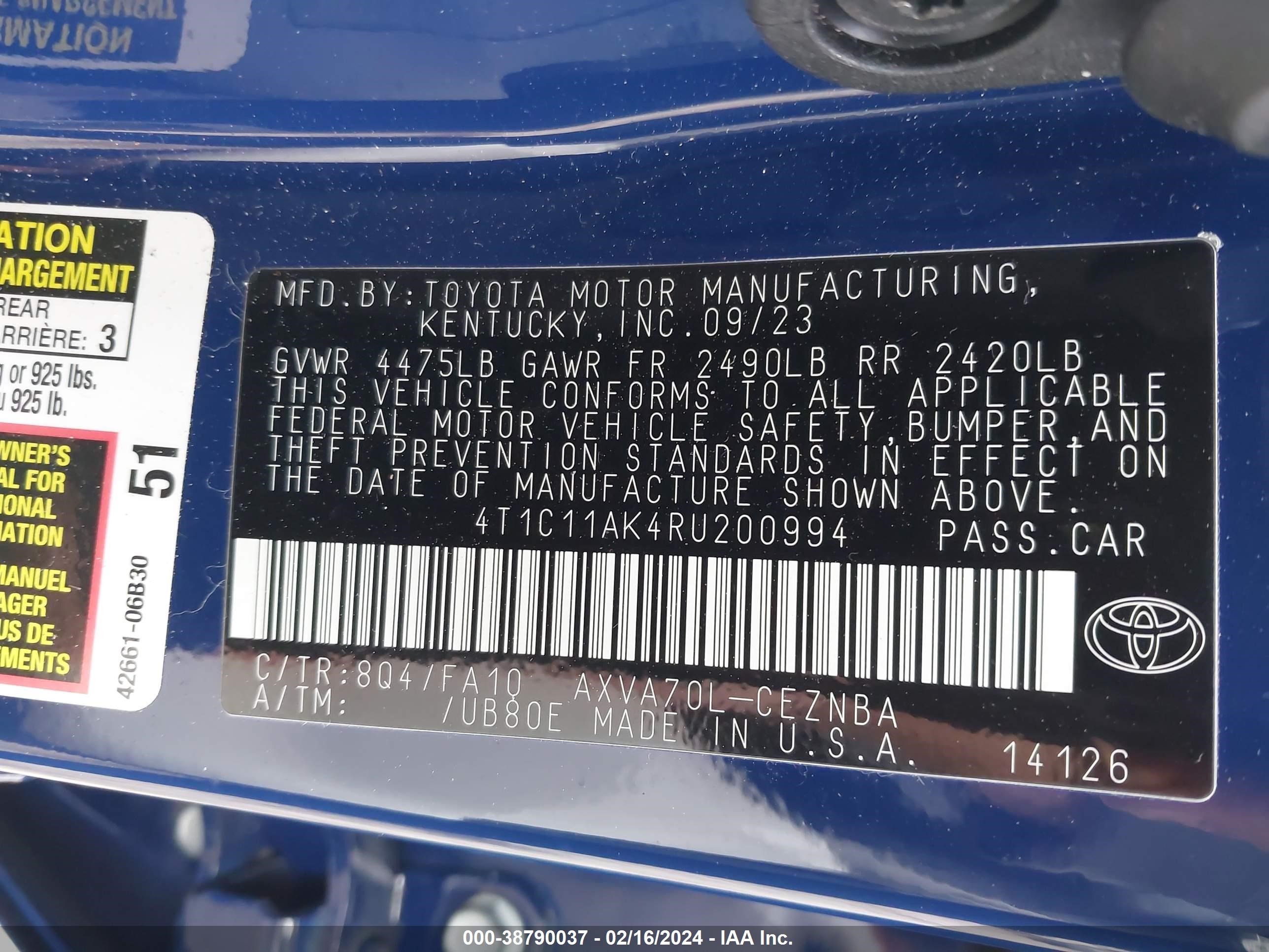 Photo 8 VIN: 4T1C11AK4RU200994 - TOYOTA CAMRY 