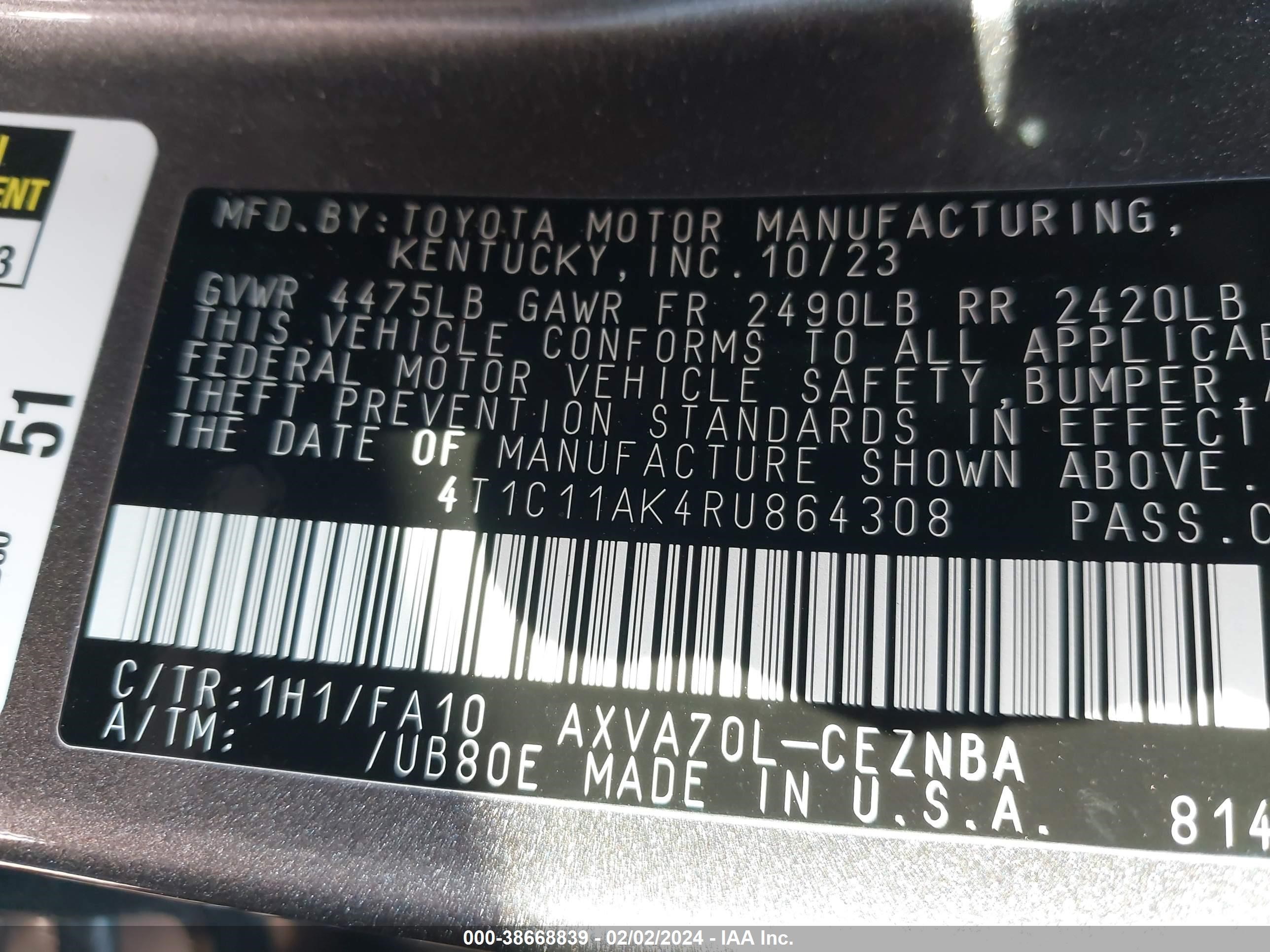 Photo 8 VIN: 4T1C11AK4RU864308 - TOYOTA CAMRY 