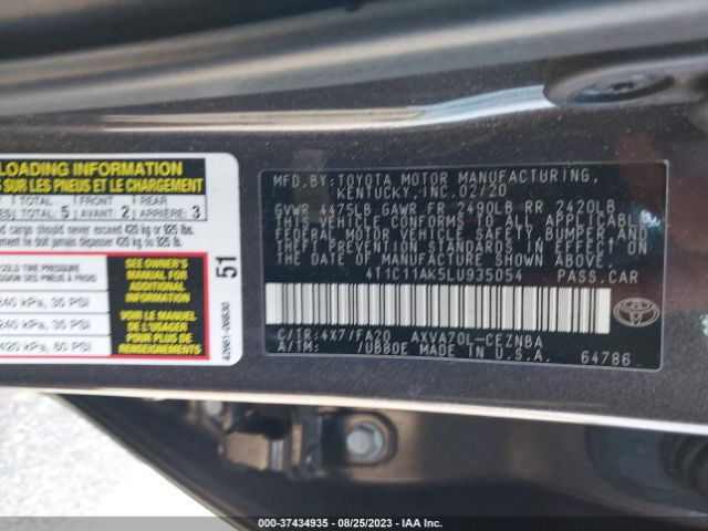 Photo 8 VIN: 4T1C11AK5LU935054 - TOYOTA CAMRY 