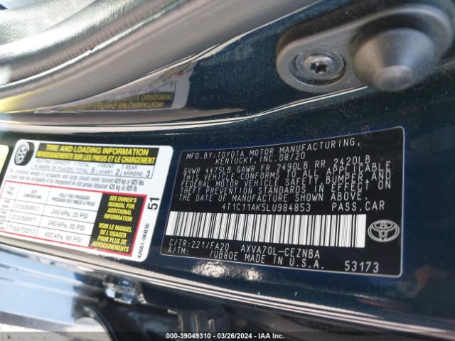 Photo 8 VIN: 4T1C11AK5LU984853 - TOYOTA CAMRY 