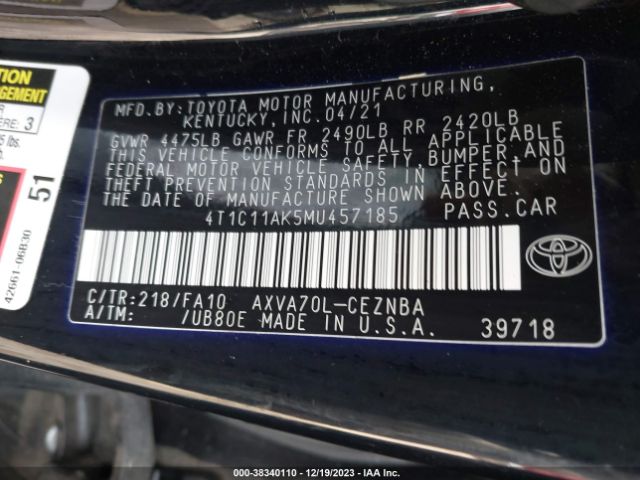 Photo 8 VIN: 4T1C11AK5MU457185 - TOYOTA CAMRY 