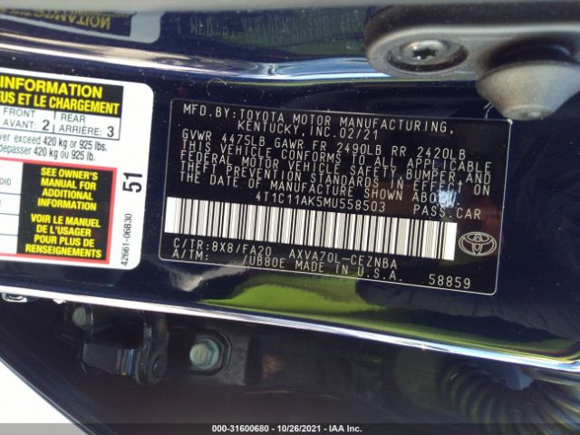 Photo 8 VIN: 4T1C11AK5MU558503 - TOYOTA CAMRY 