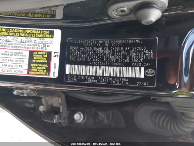 Photo 8 VIN: 4T1C11AK5NU006906 - TOYOTA CAMRY 