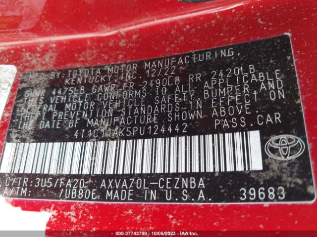 Photo 8 VIN: 4T1C11AK5PU124442 - TOYOTA CAMRY 