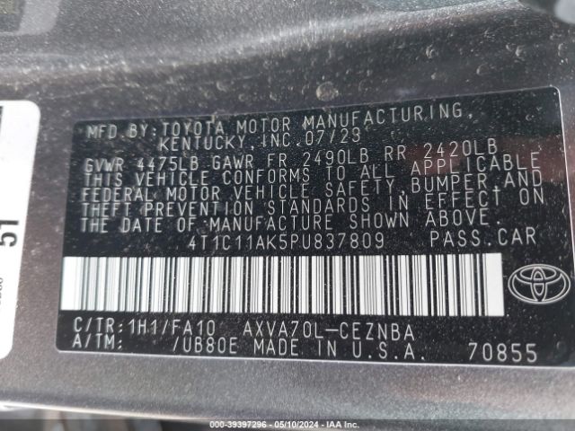 Photo 8 VIN: 4T1C11AK5PU837809 - TOYOTA CAMRY 