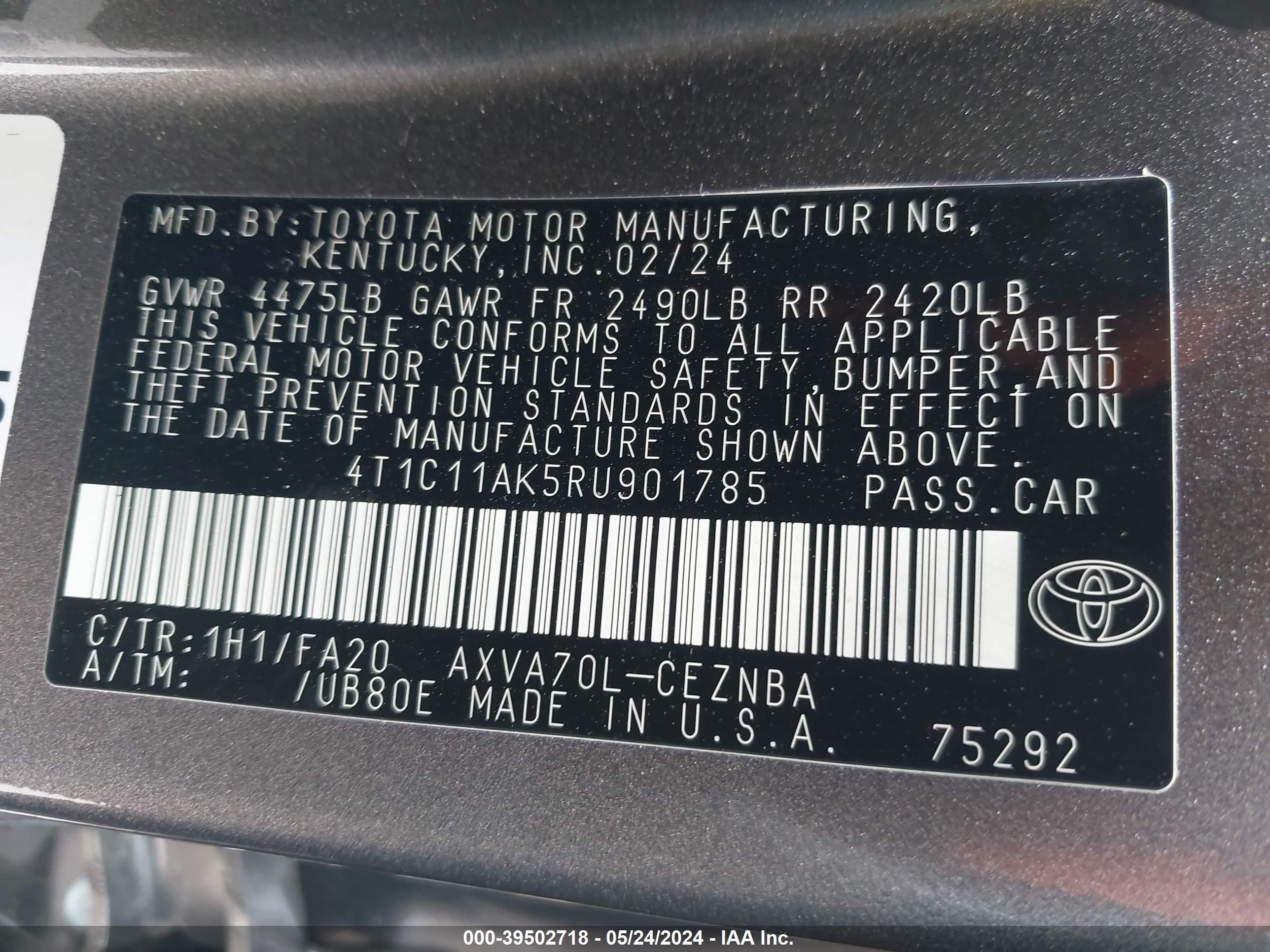 Photo 8 VIN: 4T1C11AK5RU901785 - TOYOTA CAMRY 