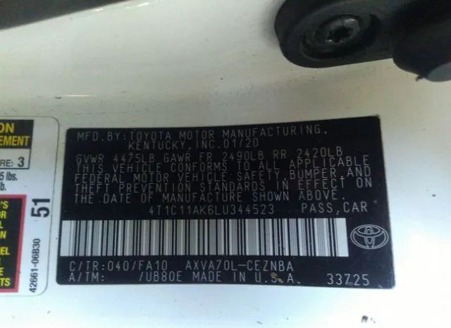 Photo 8 VIN: 4T1C11AK6LU344523 - TOYOTA CAMRY 