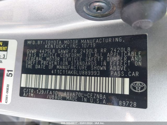 Photo 8 VIN: 4T1C11AK6LU889993 - TOYOTA CAMRY 