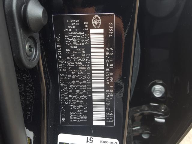 Photo 9 VIN: 4T1C11AK6LU942742 - TOYOTA CAMRY LE 