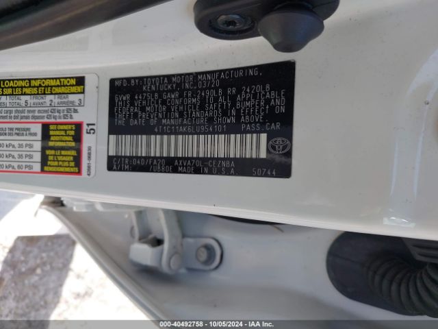 Photo 8 VIN: 4T1C11AK6LU954101 - TOYOTA CAMRY 