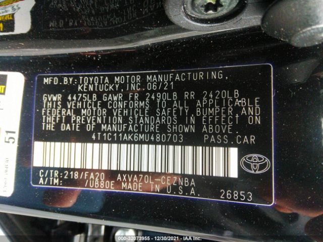 Photo 8 VIN: 4T1C11AK6MU480703 - TOYOTA CAMRY 