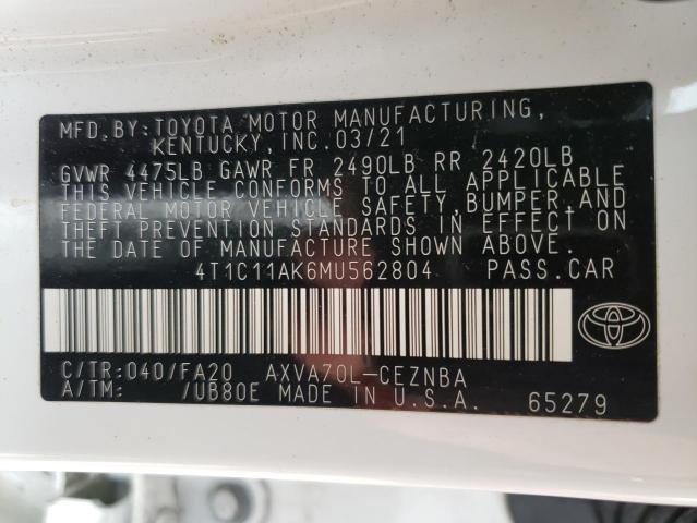 Photo 12 VIN: 4T1C11AK6MU562804 - TOYOTA CAMRY LE 