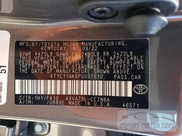 Photo 11 VIN: 4T1C11AK6PU097610 - TOYOTA CAMRY 