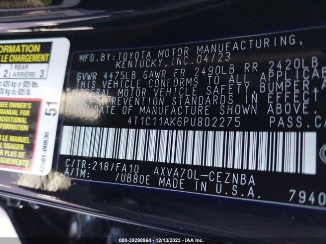 Photo 8 VIN: 4T1C11AK6PU802275 - TOYOTA CAMRY 