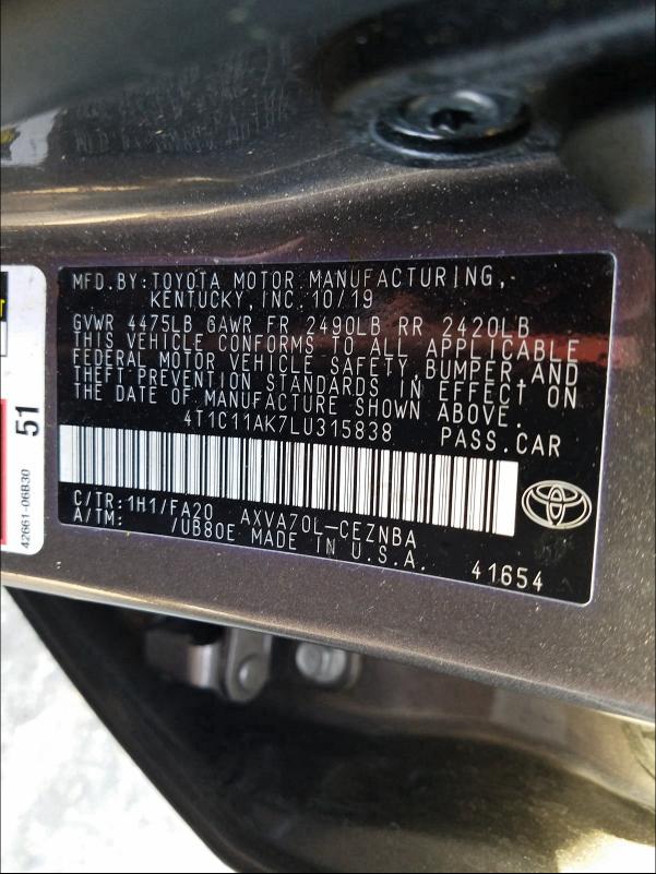 Photo 9 VIN: 4T1C11AK7LU315838 - TOYOTA CAMRY LE 