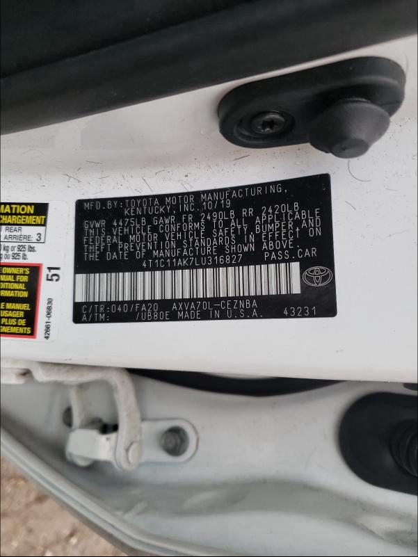 Photo 9 VIN: 4T1C11AK7LU316827 - TOYOTA CAMRY LE 