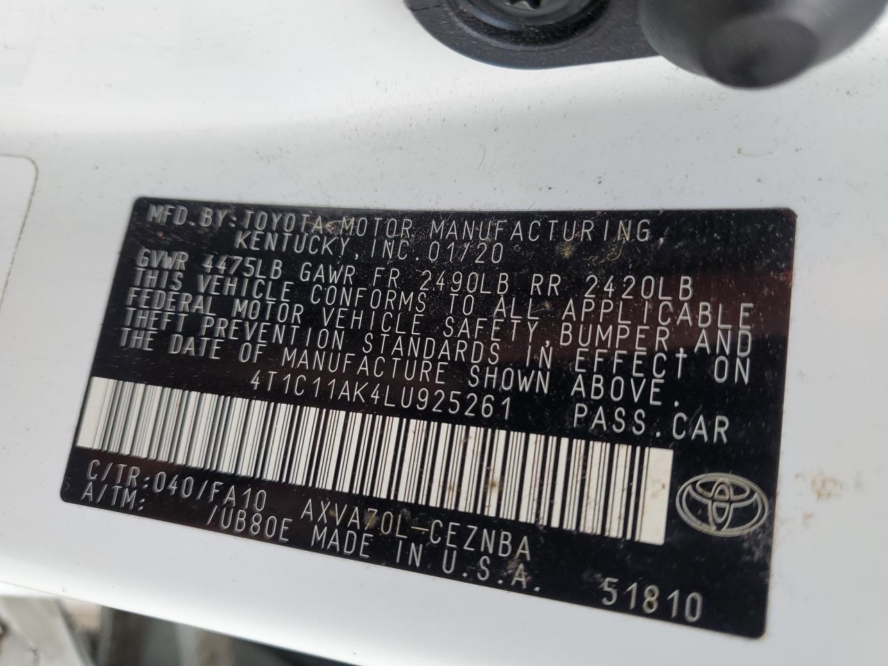 Photo 11 VIN: 4T1C11AK7LU359323 - TOYOTA CAMRY 