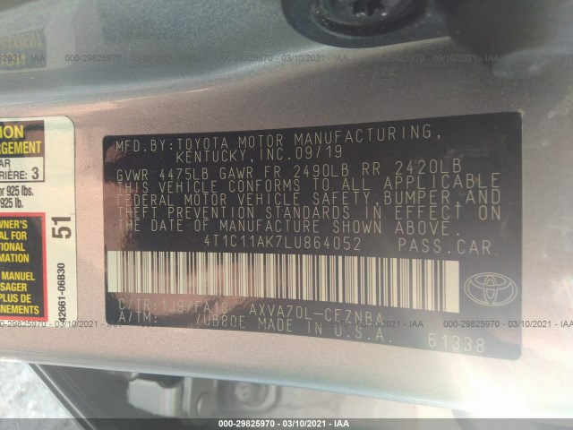 Photo 8 VIN: 4T1C11AK7LU864052 - TOYOTA CAMRY 