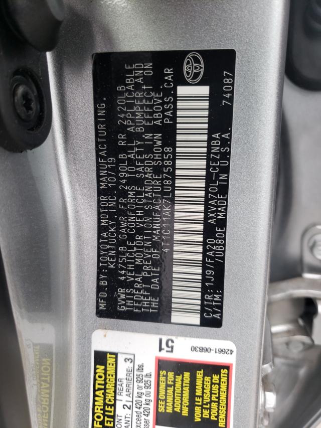 Photo 9 VIN: 4T1C11AK7LU875858 - TOYOTA CAMRY LE 