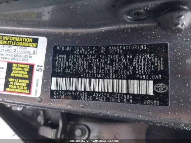 Photo 8 VIN: 4T1C11AK7LU887315 - TOYOTA CAMRY 