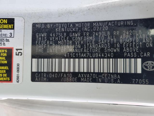 Photo 11 VIN: 4T1C11AK7LU944340 - TOYOTA CAMRY LE 