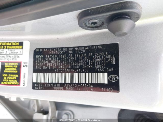 Photo 8 VIN: 4T1C11AK7MU416458 - TOYOTA CAMRY 