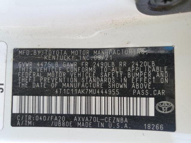 Photo 11 VIN: 4T1C11AK7MU444955 - TOYOTA CAMRY LE 