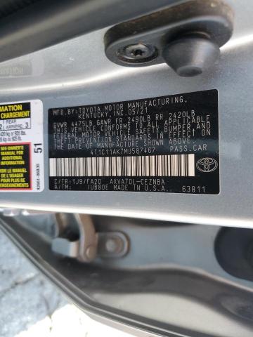 Photo 11 VIN: 4T1C11AK7MU587467 - TOYOTA CAMRY LE 