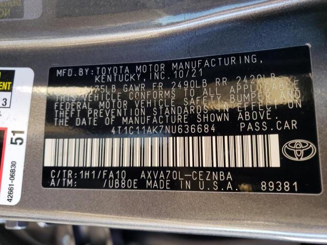 Photo 9 VIN: 4T1C11AK7NU636684 - TOYOTA CAMRY LE 