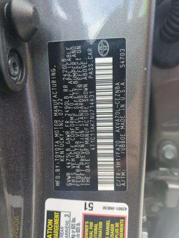 Photo 11 VIN: 4T1C11AK7NU714431 - TOYOTA CAMRY LE 