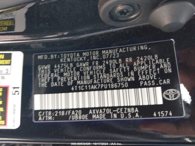 Photo 8 VIN: 4T1C11AK7PU186750 - TOYOTA CAMRY 