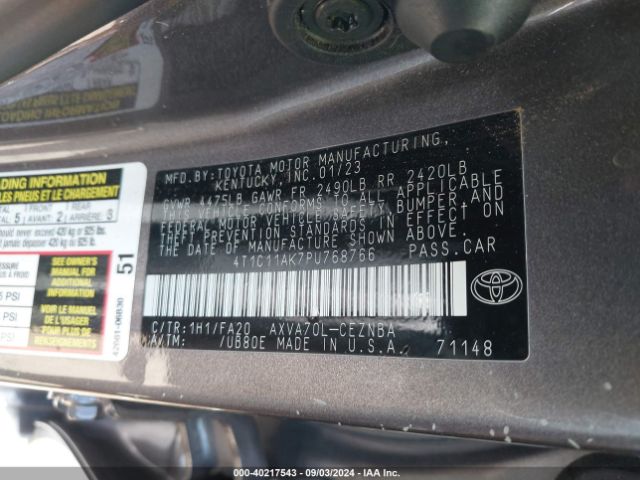 Photo 8 VIN: 4T1C11AK7PU768766 - TOYOTA CAMRY 