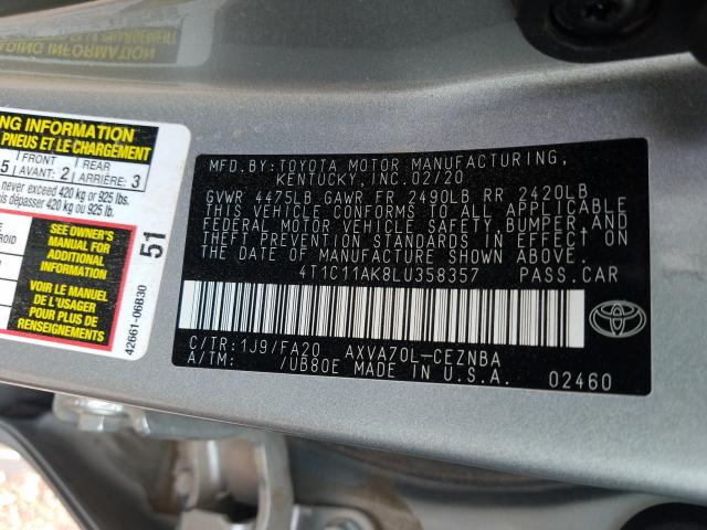 Photo 9 VIN: 4T1C11AK8LU358357 - TOYOTA CAMRY LE 