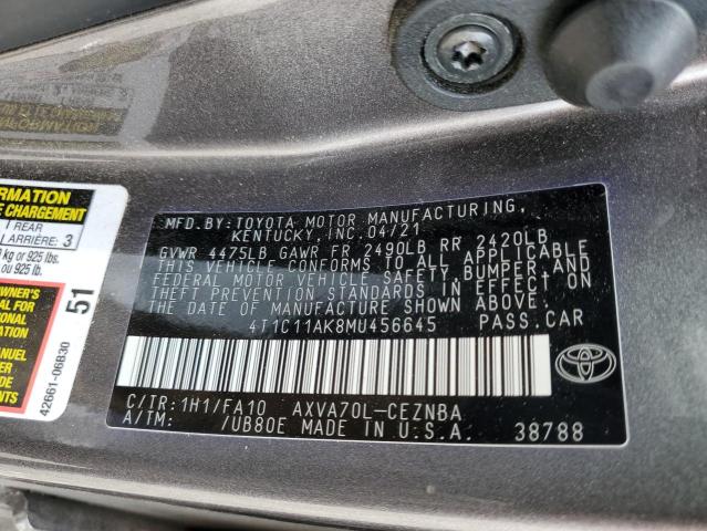 Photo 11 VIN: 4T1C11AK8MU456645 - TOYOTA CAMRY LE 