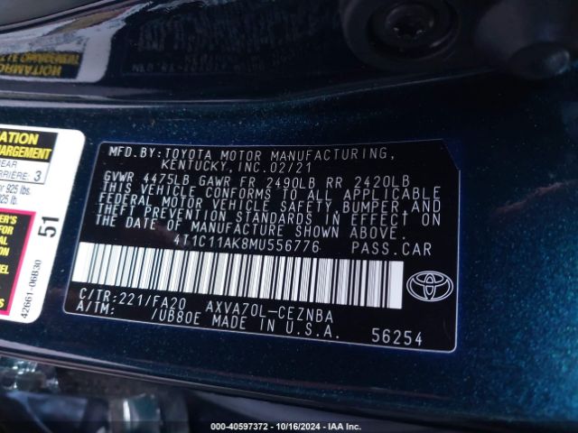 Photo 8 VIN: 4T1C11AK8MU556776 - TOYOTA CAMRY 